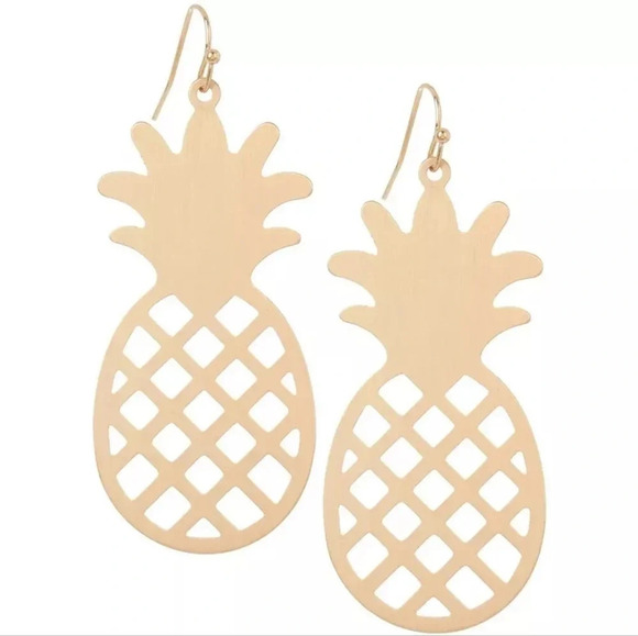 Pineapple Drop Earrings in Gold Tone - Picture 3 of 3